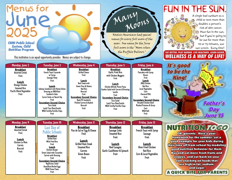 June 2025 Menu