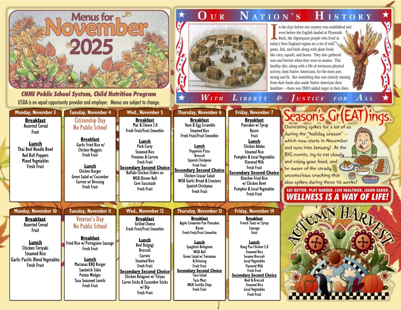 November 2025 Menu